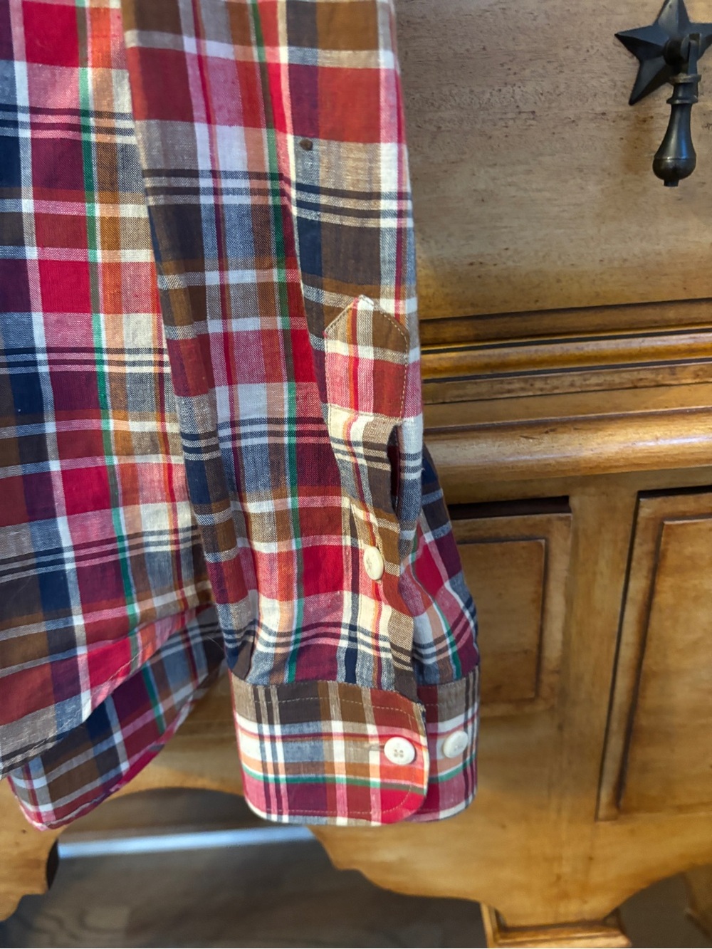 Kiel James Patrick Lightweight Red Plaid Button-Down Shirt, Men’s large - Picture 3 of 8